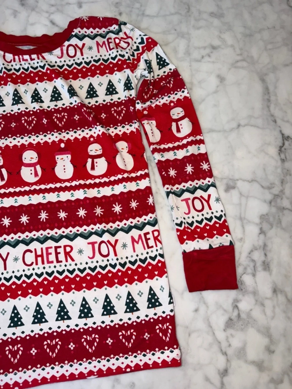 Little Sleepies Red White Green Holiday Snowman Pajama Set 7/8Y